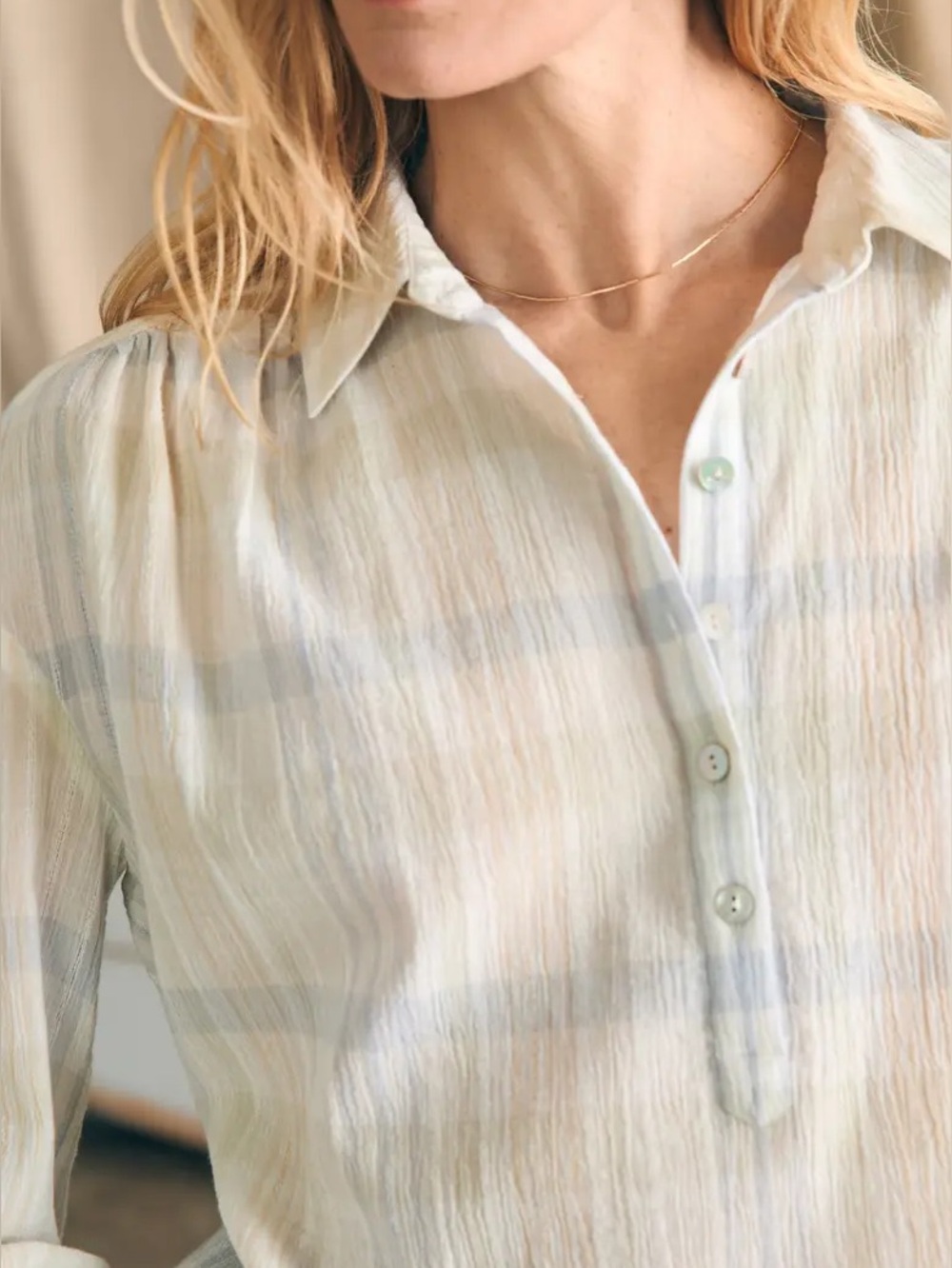 Faherty Organic Cotton Striped Shirt Olli Button Up 3/4 Like New Medium